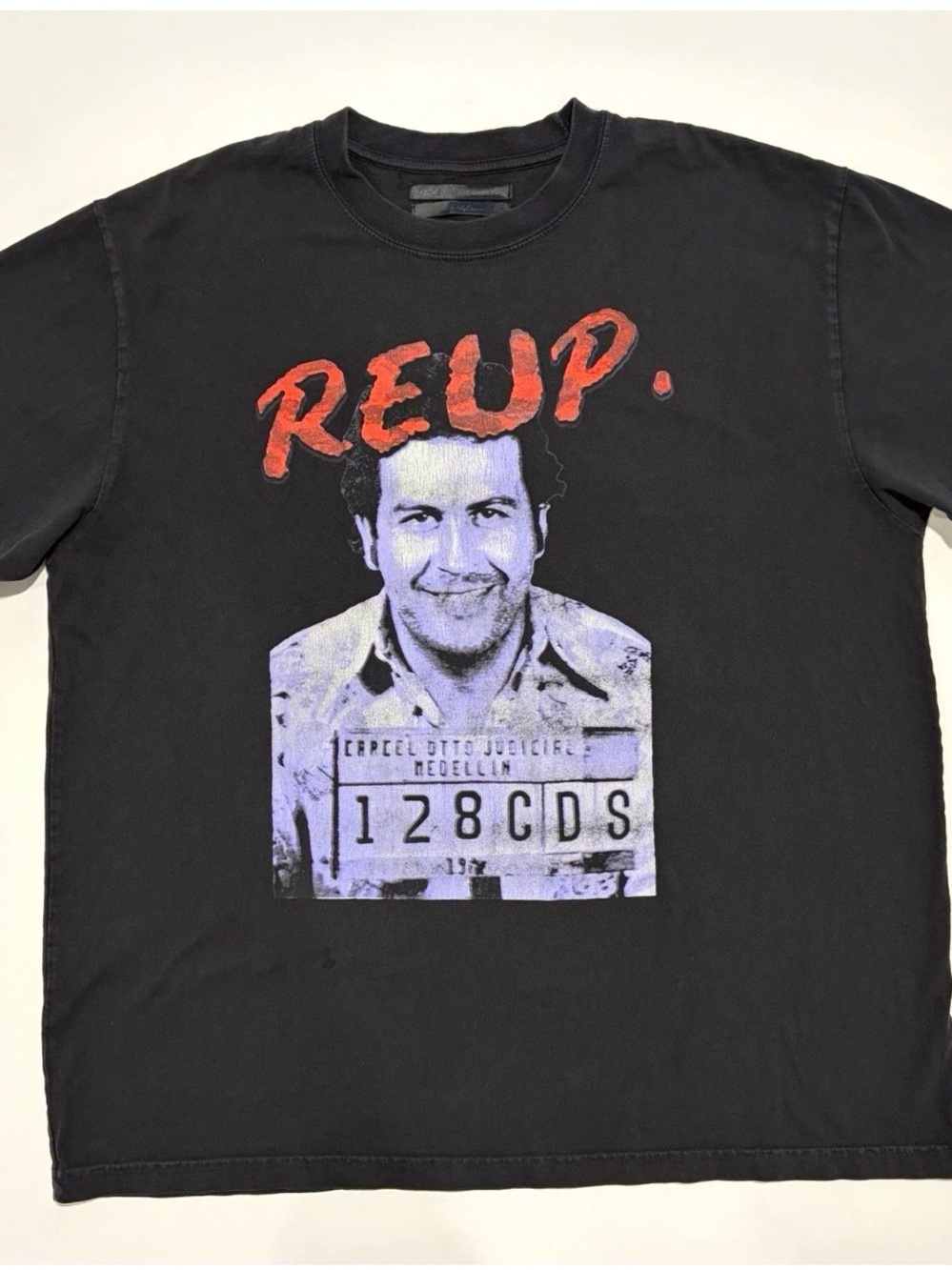 Pablo REUP Men's Black Cotton Graphic Print Crew Neck Short Sleeve T-Shirt XL